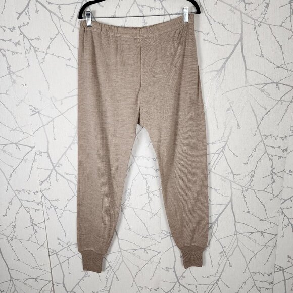 Snowflakes Beige 100% Wool  Knit Baselayer Longjohns - Picture 1 of 6